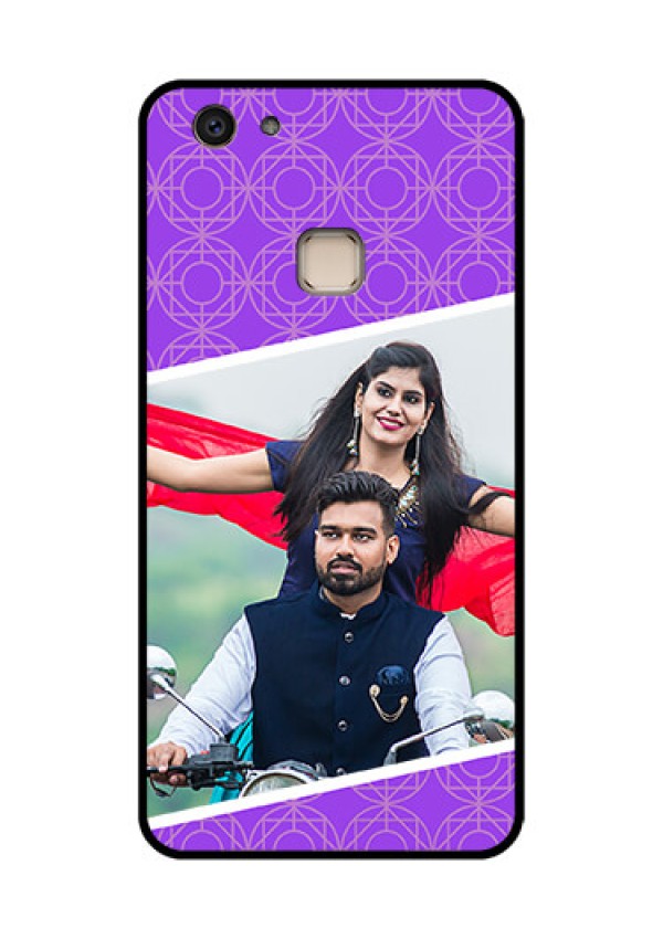 Vivo V7 Plus Custom Glass Phone Case - Violet Color Pattern Design