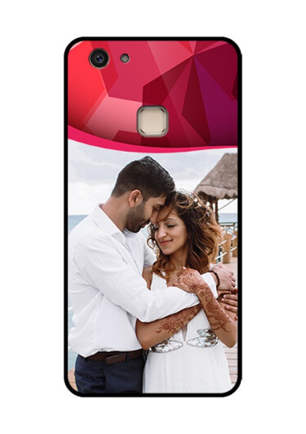 Vivo V7 Plus Custom Glass Phone Case - Red Abstract Design