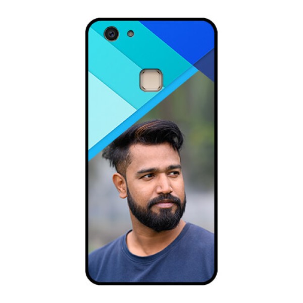 Vivo V7 Plus Custom Glass Phone Case - Blue Pattern Design