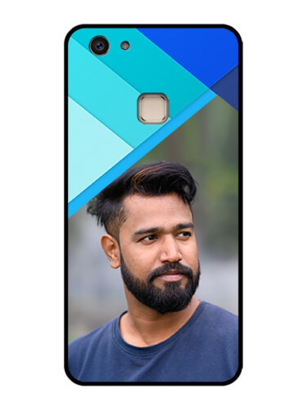 Custom Vivo V7 Plus Custom Glass Phone Case - Blue Pattern Design