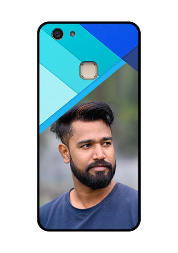 Vivo V7 Plus Custom Glass Phone Case - Blue Pattern Design