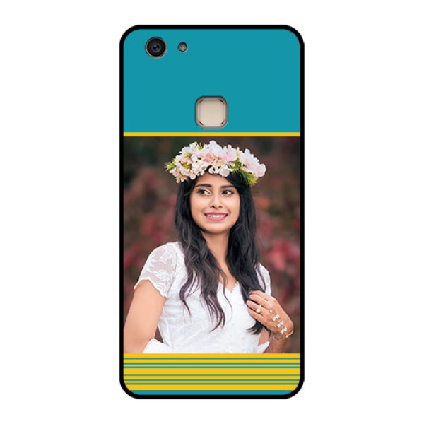 Vivo V7 Plus Custom Glass Phone Case - Yellow & Blue Design