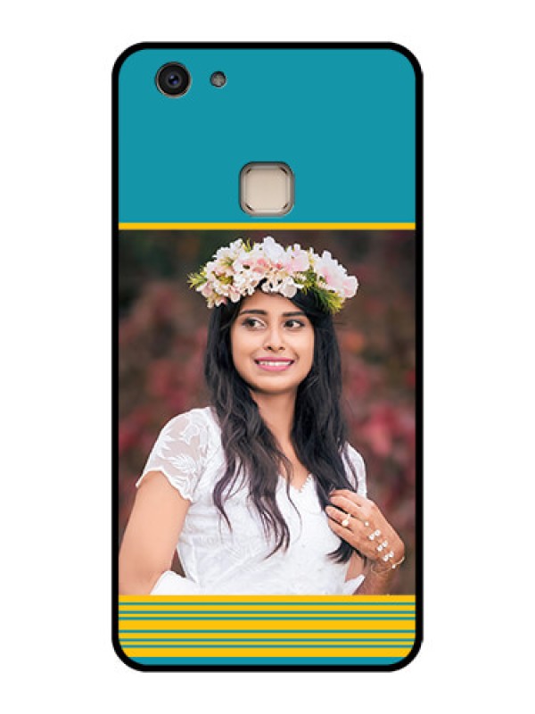 Custom Vivo V7 Plus Custom Glass Phone Case - Yellow & Blue Design