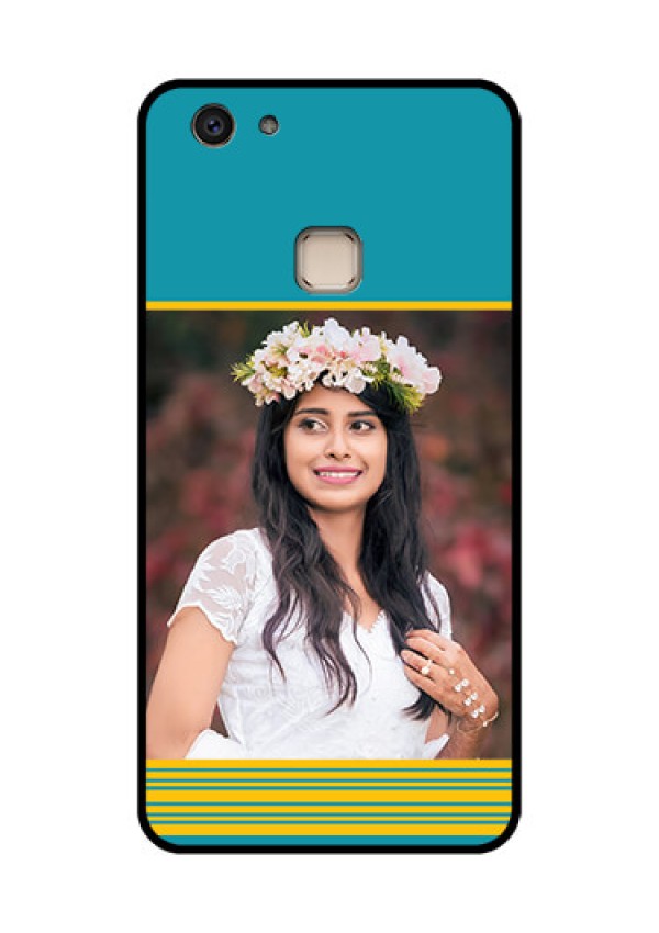 Vivo V7 Plus Custom Glass Phone Case - Yellow & Blue Design