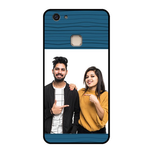 Vivo V7 Plus Custom Glass Phone Case - Blue Pattern Cover Design