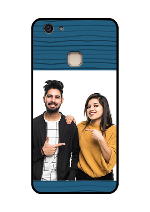 Vivo V7 Plus Custom Glass Phone Case - Blue Pattern Cover Design
