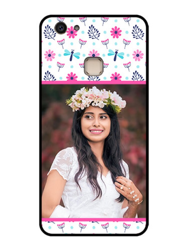 Custom Vivo V7 Plus Custom Glass Phone Case - Colorful Flower Design