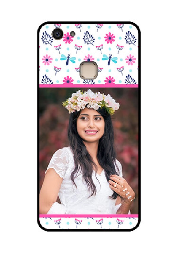 Vivo V7 Plus Custom Glass Phone Case - Colorful Flower Design