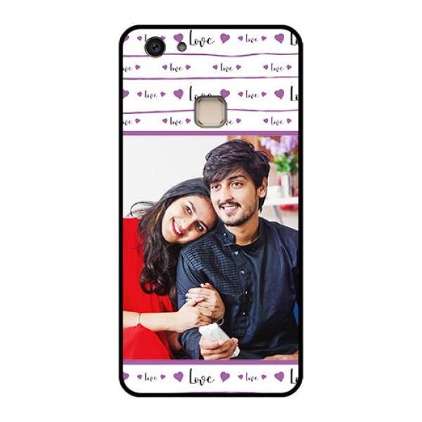 Vivo V7 Plus Custom Glass Phone Case - Couples Heart Design