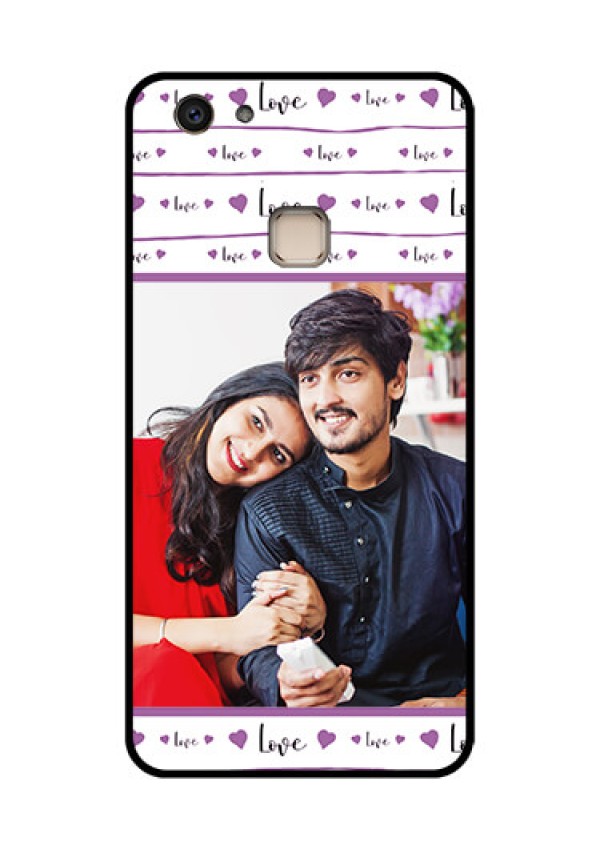 Vivo V7 Plus Custom Glass Phone Case - Couples Heart Design