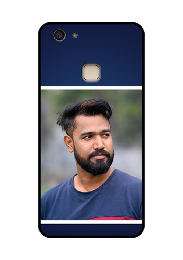 Vivo V7 Plus Custom Glass Phone Case - Simple Royal Blue Design