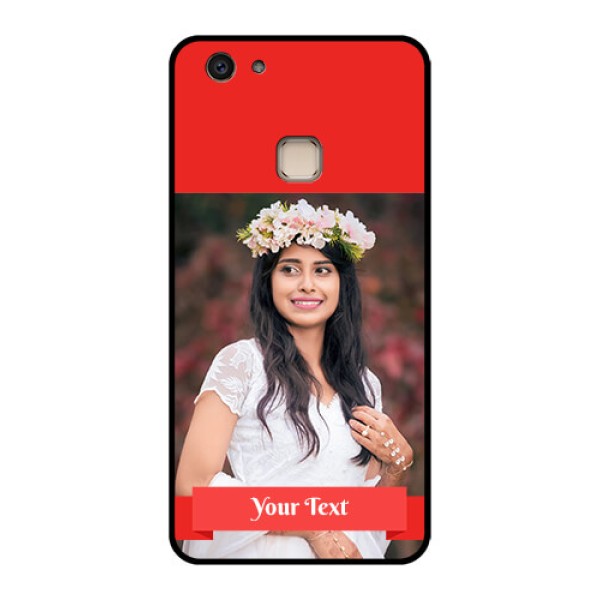 Vivo V7 Plus Custom Glass Phone Case - Simple Red Color Design