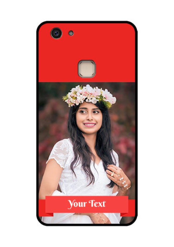 Vivo V7 Plus Custom Glass Phone Case - Simple Red Color Design