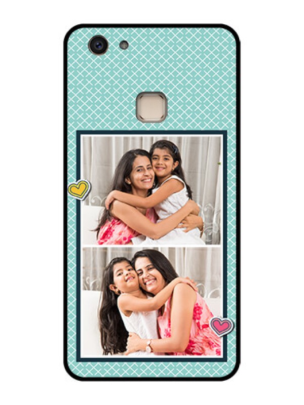 Custom Vivo V7 Plus Custom Glass Phone Case - 2 Image Holder With Pattern Design