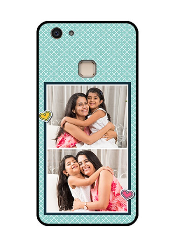 Vivo V7 Plus Custom Glass Phone Case - 2 Image Holder With Pattern Design