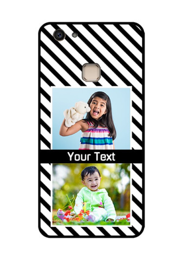 Vivo V7 Plus Custom Glass Phone Case - Black And White Stripes Design