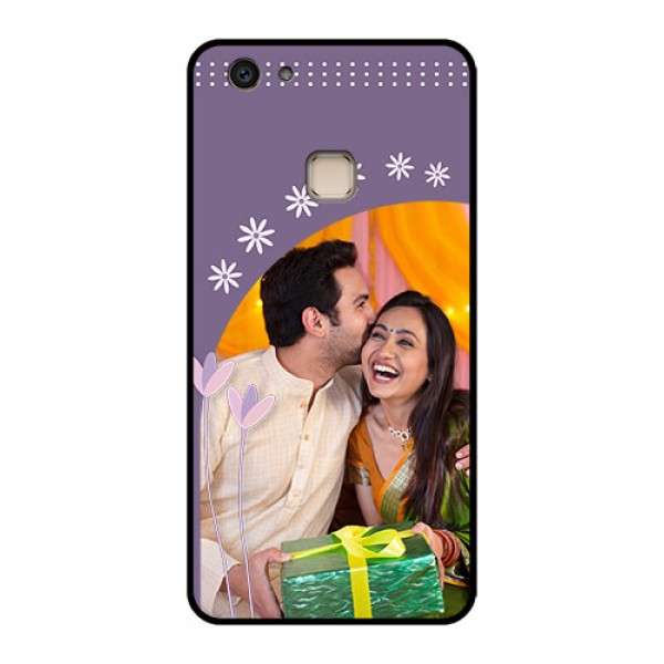 Vivo V7 Plus Custom Glass Phone Case - Lavender Flowers Design