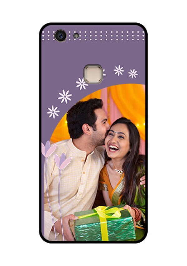 Vivo V7 Plus Custom Glass Phone Case - Lavender Flowers Design