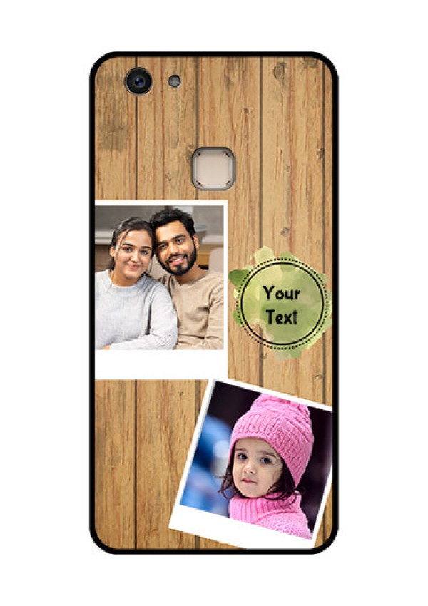 Vivo V7 Plus Custom Glass Phone Case - Wooden Texture Design