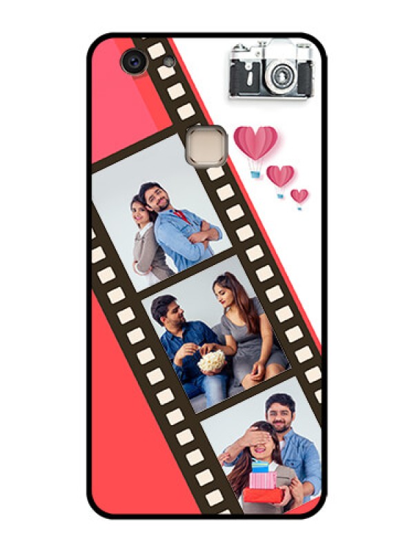 Custom Vivo V7 Plus Custom Glass Phone Case - 3 Image Holder With Film Reel