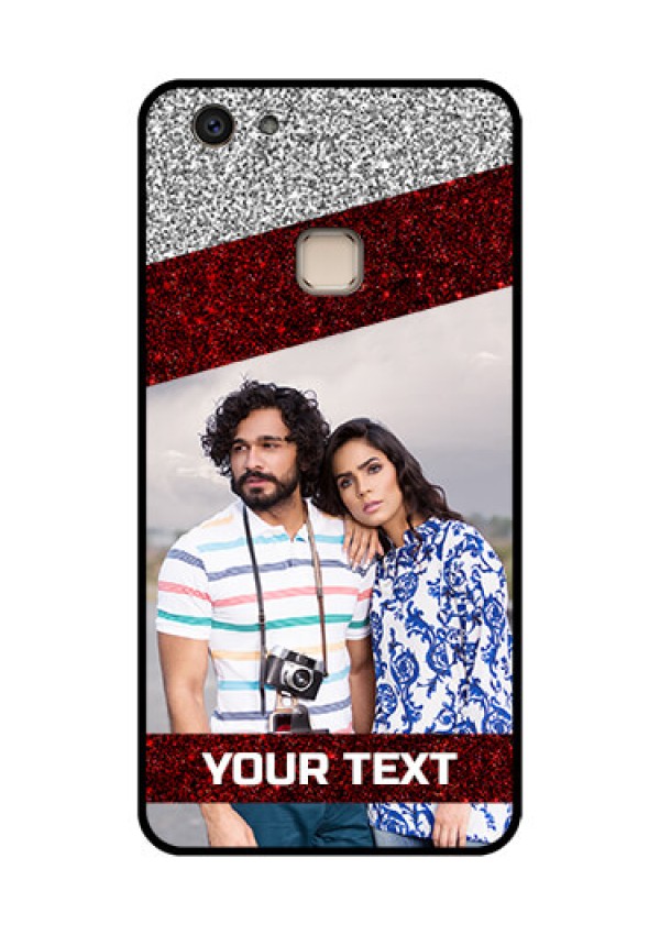 Vivo V7 Plus Custom Glass Phone Case - Image Holder With Glitter Strip Design