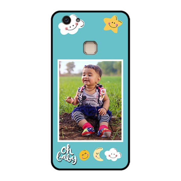 Vivo V7 Plus Custom Glass Phone Case - Smiley Kids Stars Design