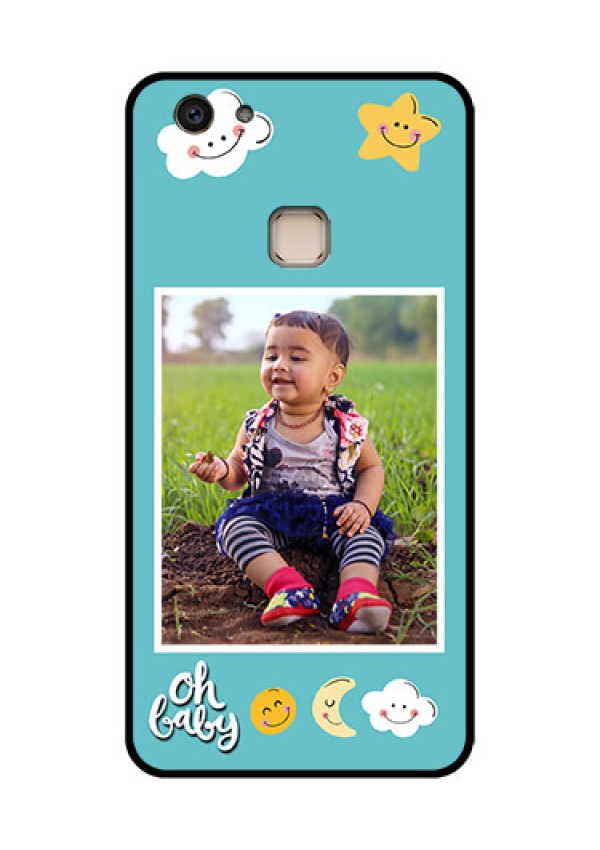 Vivo V7 Plus Custom Glass Phone Case - Smiley Kids Stars Design
