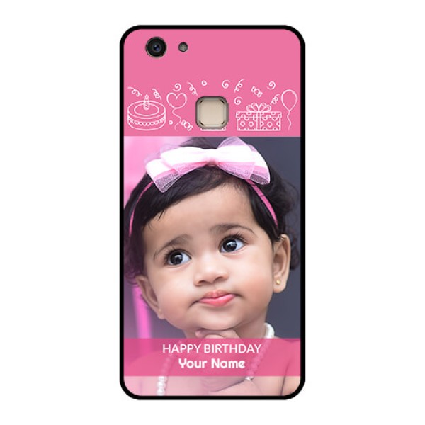 Vivo V7 Plus Custom Glass Phone Case - With Birthday Line Art Design Vivo V7 Plus Custom Glass Phone Case - With Birthday Line Art Design