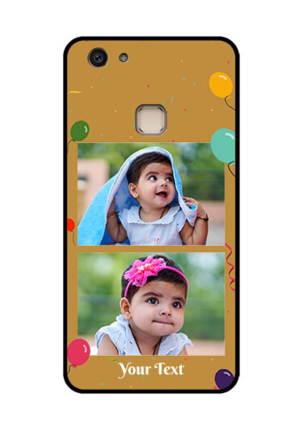 Vivo V7 Plus Custom Glass Phone Case - Image Holder With Birthday Celebrations Design