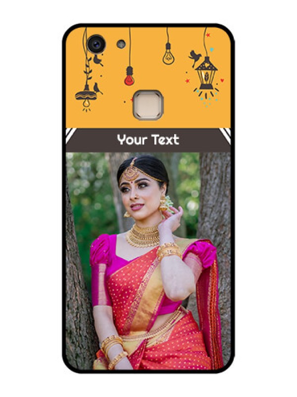 Custom Vivo V7 Plus Custom Glass Phone Case - With Family Picture And Icons