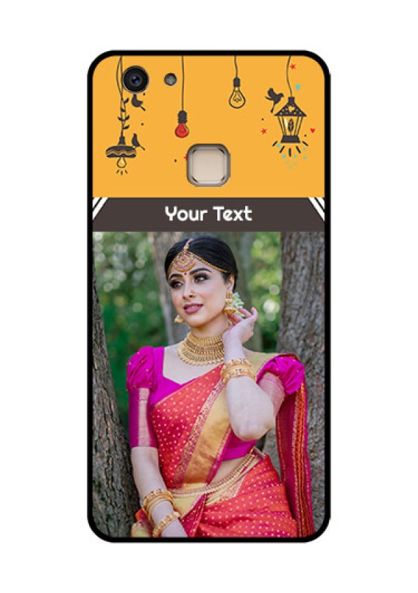 Vivo V7 Plus Custom Glass Phone Case - With Family Picture And Icons