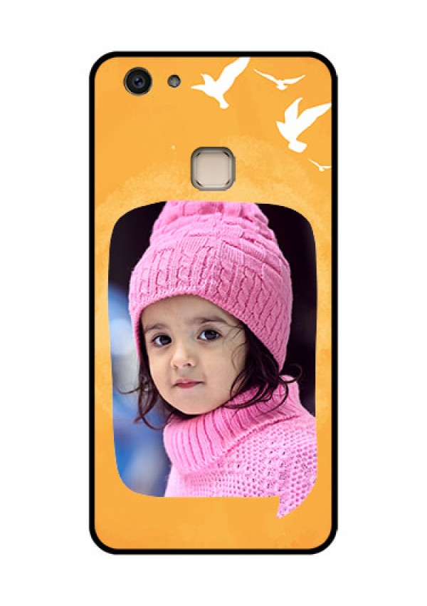Vivo V7 Plus Custom Glass Phone Case - Water Color Design With Bird Icons