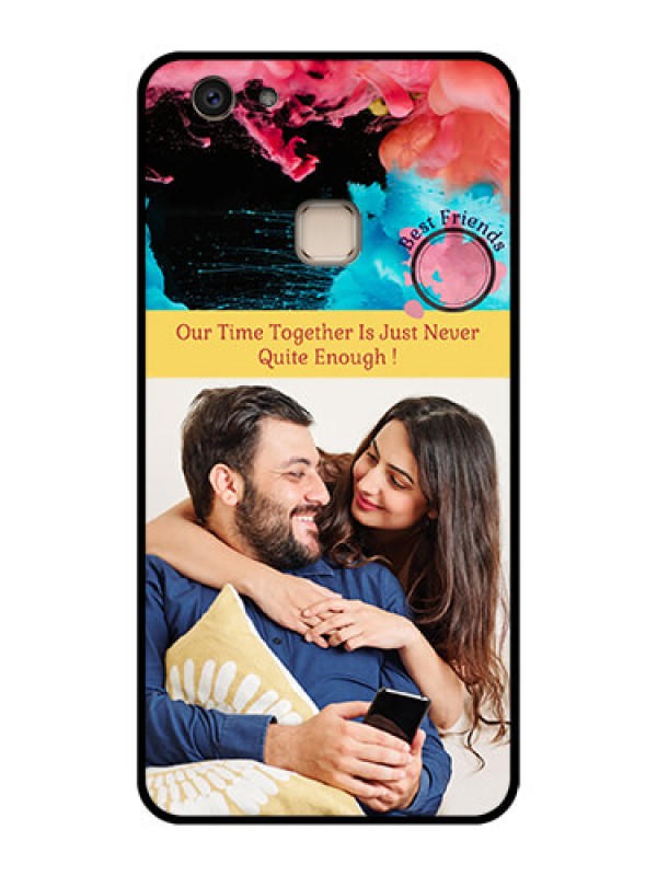 Custom Vivo V7 Plus Custom Glass Phone Case - Quote With Acrylic Painting Design