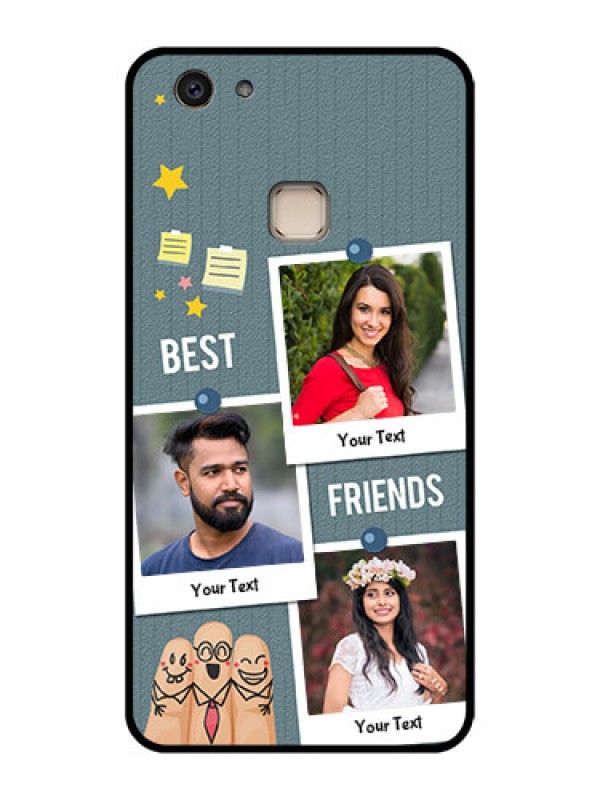 Custom Vivo V7 Plus Custom Glass Phone Case - Sticky Frames And Friendship Design