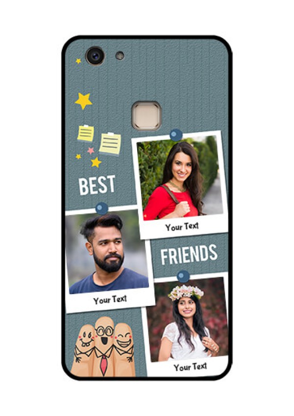 Vivo V7 Plus Custom Glass Phone Case - Sticky Frames And Friendship Design