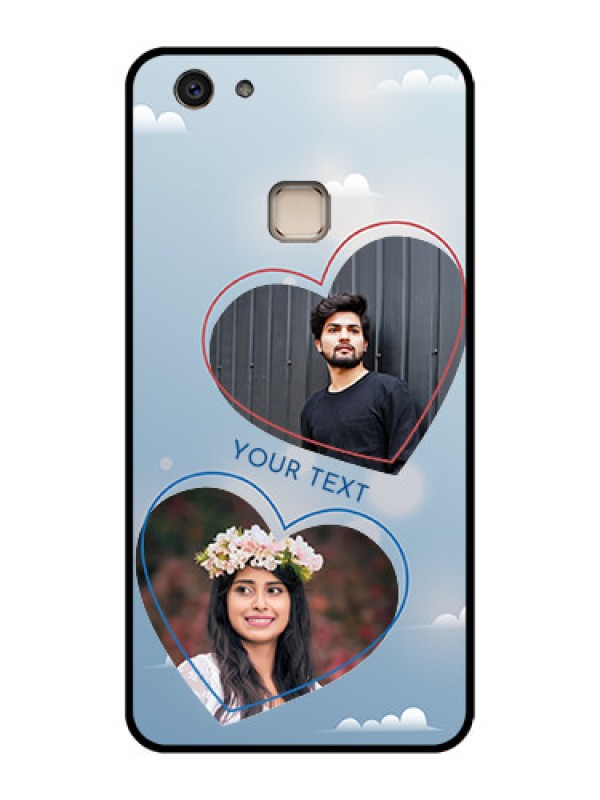 Custom Vivo V7 Plus Custom Glass Phone Case - Blue Color Couple Design