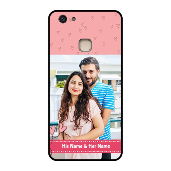 Vivo V7 Plus Custom Glass Phone Case - Love Design Peach Color