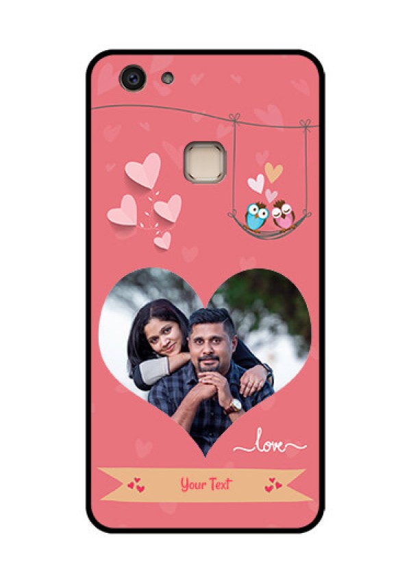 Vivo V7 Plus Custom Glass Phone Case - Peach Color Love Design
