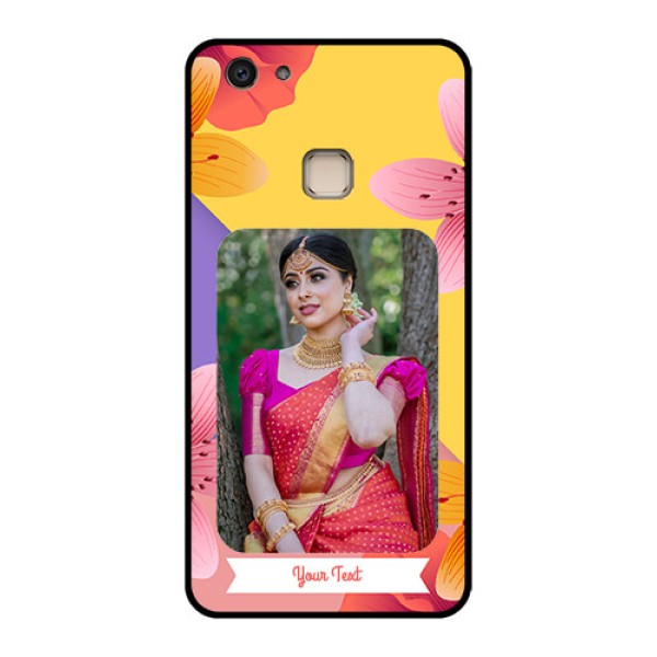 Vivo V7 Plus Custom Glass Phone Case - 3 Image With Vintage Floral Design Vivo V7 Plus Custom Glass Phone Case - 3 Image With Vintage Floral Design
