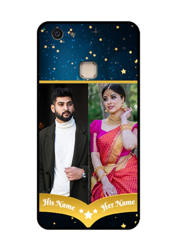 Vivo V7 Plus Custom Glass Phone Case - Galaxy Stars Backdrop Design