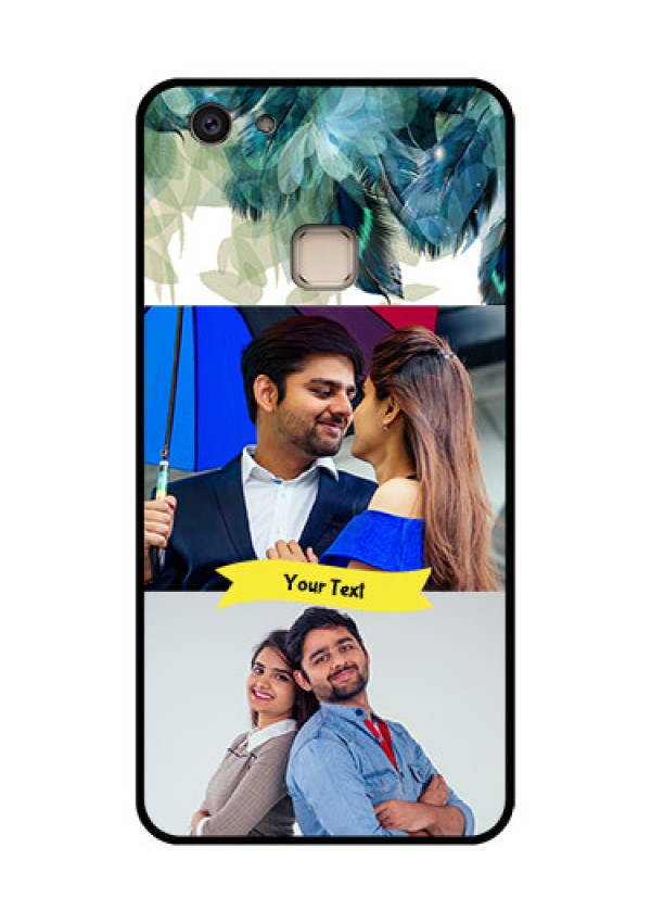 Vivo V7 Plus Custom Glass Phone Case - Image With Boho Peacock Feather Design