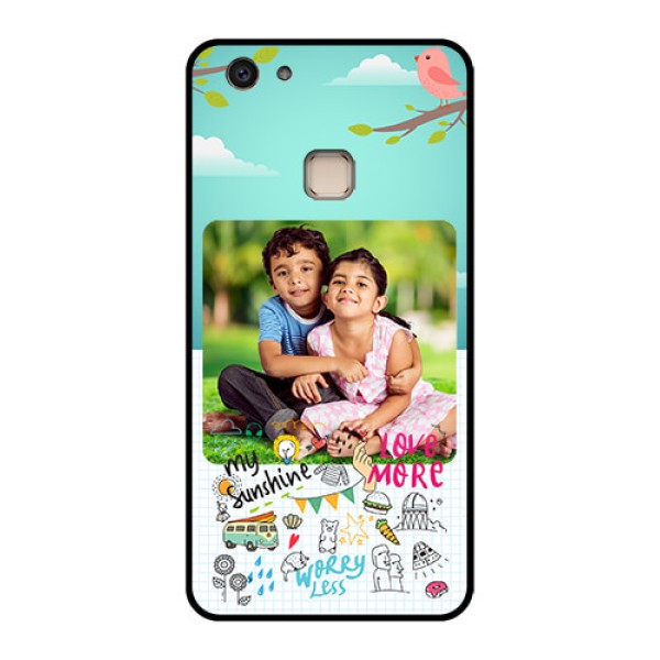 Vivo V7 Plus Custom Glass Phone Case - Doodle Love Design