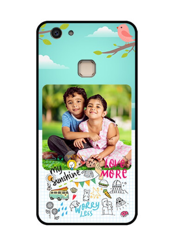 Vivo V7 Plus Custom Glass Phone Case - Doodle Love Design