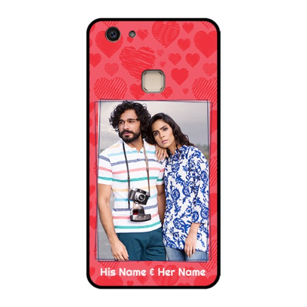 Vivo V7 Plus Custom Glass Phone Case - With Red Heart Symbols Design Vivo V7 Plus Custom Glass Phone Case - With Red Heart Symbols Design