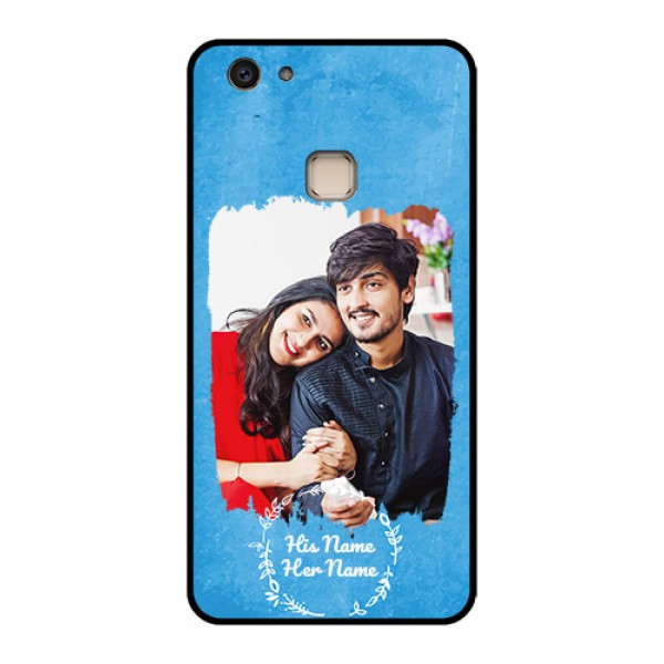 Vivo V7 Plus Custom Glass Phone Case - Blue Color Vintage Design