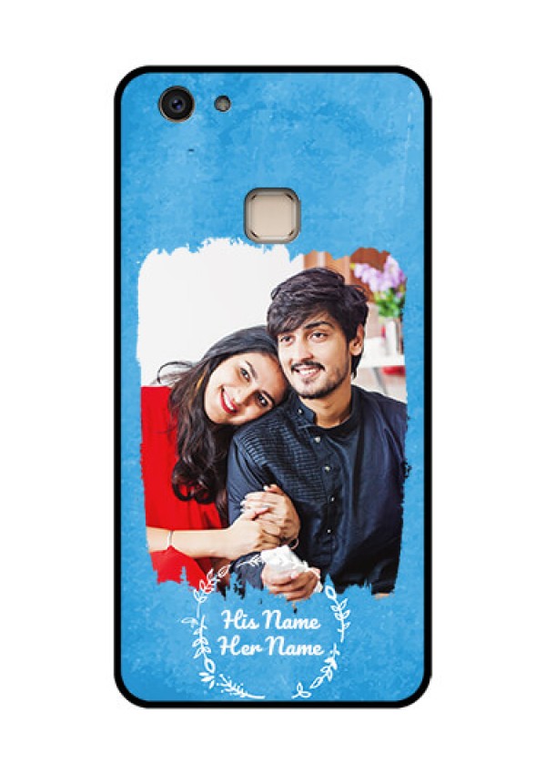Vivo V7 Plus Custom Glass Phone Case - Blue Color Vintage Design