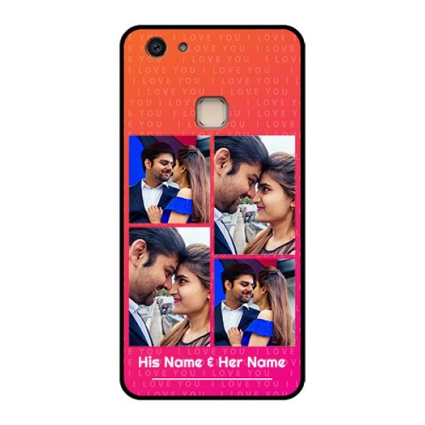 Vivo V7 Plus Custom Glass Phone Case - I Love You Pink Design