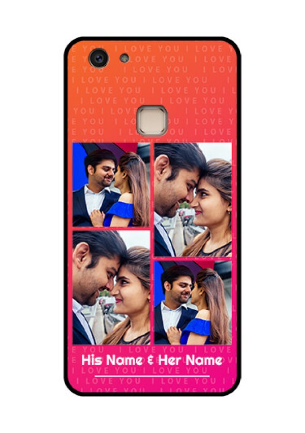 Vivo V7 Plus Custom Glass Phone Case - I Love You Pink Design