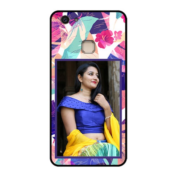 Vivo V7 Plus Custom Glass Phone Case - Abstract Floral Design