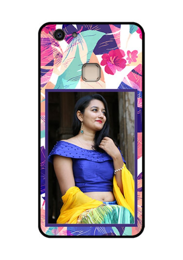 Vivo V7 Plus Custom Glass Phone Case - Abstract Floral Design